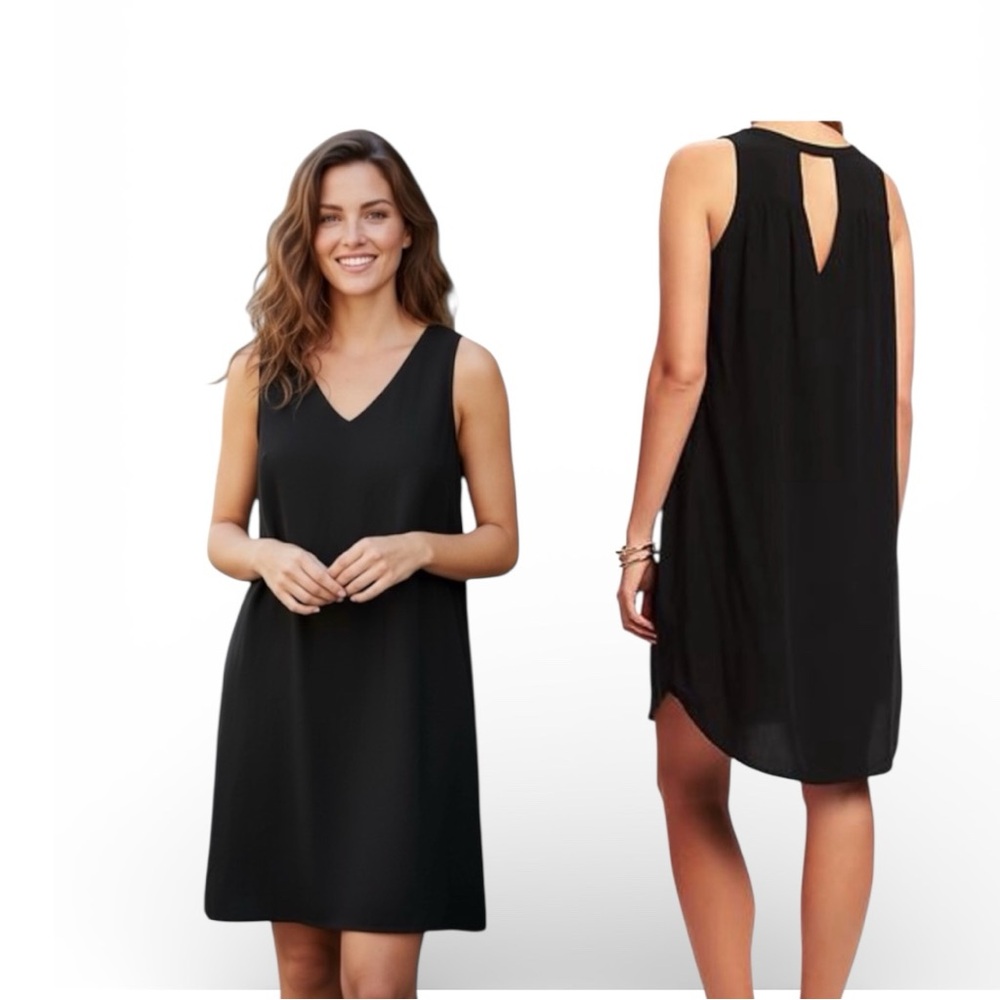Old Navy Women’s Black V-neck Sleeveless Deep Cutout-Back Flowy Shift Dress M